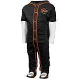 MLB adidas Baltimore Orioles Infant Piped Jersey Footed Pajamas - Black (3-6 Months)