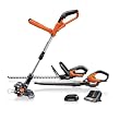 WORX WG913.51 3-Piece 18 Volt Lithium-Ion Cordless Combo Kit With Blower, String Trimmer & Hedge Trimmer