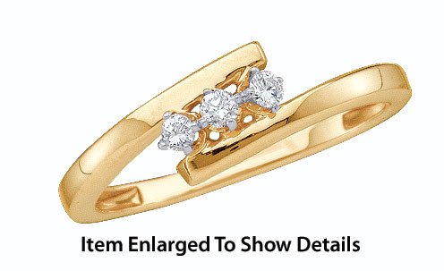 Beautiful Yellow Gold Diamond 3 Stone Petite Promise Ring