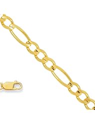 10k Solid Yellow Gold 4 mm (5/32 Inch) Figaro Chain Necklace 22" w/ Lobster Claw Clasp