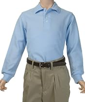 School Uniform Unisex Long Sleeve Pique Knit Shirt By French Toast (In Regular and Husky Sizes)