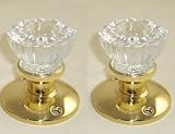 TWO FRENCH DOOR Crystal Glass Knobs SURFACE MOUNT HARDWARE genuine Depression Crystal Dummy Knobs