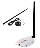 Alfa AWUS036NHR - High-Gain 2000mw 2W 802.11 B/G/N Wireless USB Network Adaptor With a 5dBi and 9dBi Magnetic Base Rubber Antenna - Wireless-N 802.11n Wi-Fi - 150Mbps - 2.4 GHz - 5dBi Antenna - Long Range - Realtek Chipset - Strongest on the Market