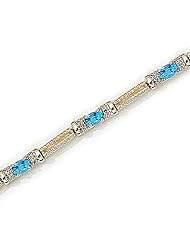 14kt Yellow Gold Oval Blue Topaz and Diamond Bracelet