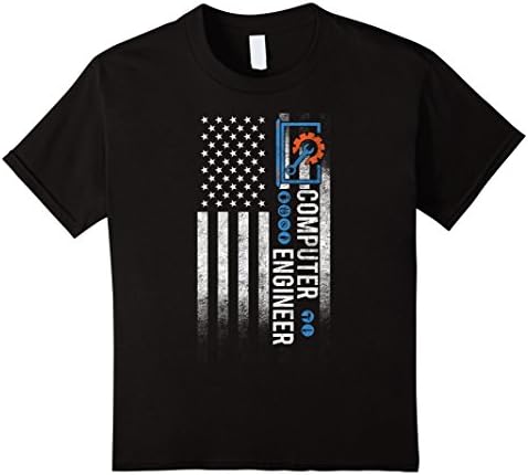 Kids American Computer Science Engineer USA Flag Freedom TShirt 10 Black