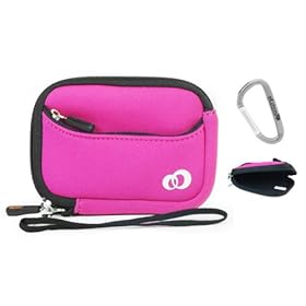 3.5 Camera Hard Case for Canon G10 Digital Camera Sleeve Case With External Compartment Pocket Color Black. + An Ekatomi Hook. / Magenta. + An Ekatomi Hook.