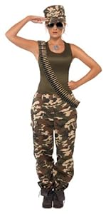 Smiffy's Women's Khaki Camo Costume Female Includes Vest and Trousers, Multi, X-Small