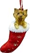 Santa's Little Pals Yorkie Stocking Christmas Ornament
