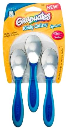 NUK Gerber BPA Free Graduates Kiddy Cutlery Spoons, 3 Pack, Colors May Vary