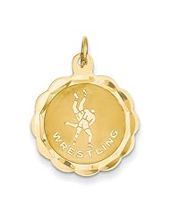 14k Yellow Gold Wrestling Disc Pendant. Metal Wt- 1.25g