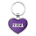 Metal Keychain Key Chain Ring Purple I Love Heart Names Female E Elys - Erica