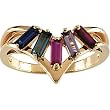 14K Yellow or White Gold Mother's Ring - 6 Stone
