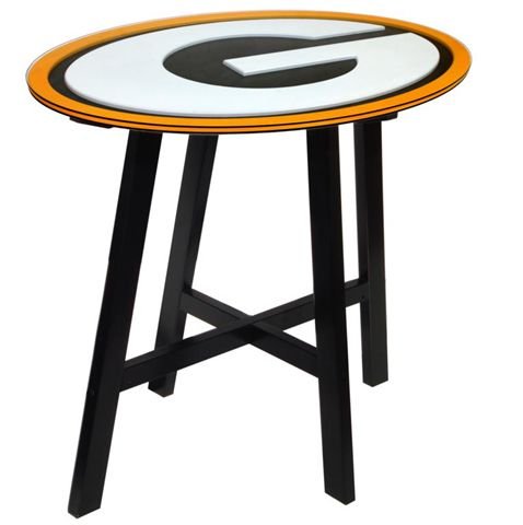 Green Bay Packers Wooden Pub Table With Glass Top