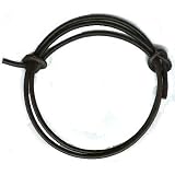Mens Black Adjustable Leather Cord Surf Bracelet Anklet
