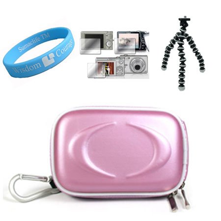 Canon Slim Purple Camera Case for Canon PowerShot SD940 IS SX200 IS SD980 IS SD 1100 IS + Screen Protector + Tripod + Wristband