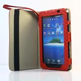 Red / Plaid Pattern PU Leather Case / Cover for Galaxy Tab P1000 + Free Screen Protector (1462-5)