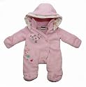 Baby Girl Pink Winter Coat with Hood, Just Too Cute Bird & Flowers Design (Newborn)