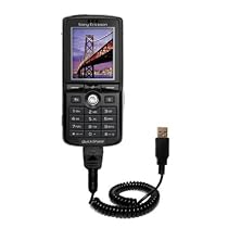 Coiled Power Hot Sync and Charge USB Data Cable w/ Tip Exchange for the Sony Ericsson k758c - Gomadic Brand