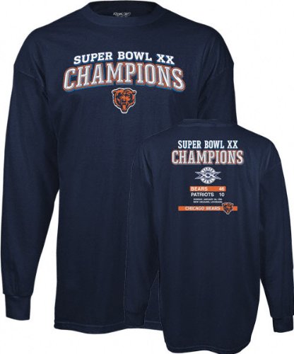 Buy Chicago Bears -Navy- Super Bowl XX Champions Commemorative Long Sleeve T-Shirt