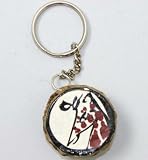 Hand Painted Giraffe Drum Keyring Key Chain Holder - Made in Kenya