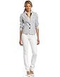 Jones New York Womens Stripe Long Sleeve Mitered Blazer