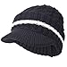 Ruphedy Mens Winter Knit Visor Beanie Hat Cable Thick Fleece Lined Newsboy Cap B5042 (B321-Black)