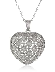 Sterling Silver Diamond Heart Pendant Necklace (.5 Cttw, H-I Color, I2-I3 Clarity), 18"