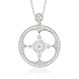 41SvDocXuHL. SL160  18k White Gold Circle Cluster Drop Diamond Pendant Necklace