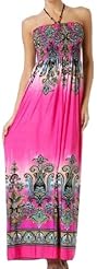 Paisley Halter Beaded Shirred Polyester/Spandex Evening Dress/Maxi Dress 