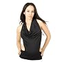 Sexy Tight Backless Cowl Neck Halter Top with Skimpy Straps from Hot Fash Tops - KATIE Black