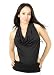 Sexy Tight Backless Cowl Neck Halter Top with Skimpy Straps from Hot Fash Tops - KATIE Black