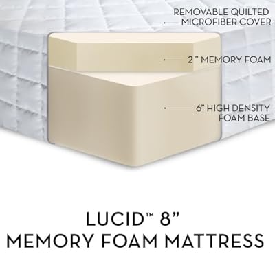 LUCID by LinenSpa 8" Firm Memory Foam Mattress 25-Year Warranty