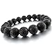 Men,Women's 12mm Energy Bracelet Link Wrist Energy Stone Lava Rock Black Buddha Mala Bead