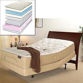 Queen Nature's Caress Plush Adjustable Bed Features one piece mattress Wooden bed frame... by Costco
