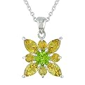 Silver Peridot and Citrine Pendant Necklace - 18"