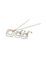 Nickel Free Sterling Silver Pendant & Earring Sets 4 Tone Open Square CZ Necklace