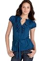 Speechless Ruffle Short Sleeve Belted Top