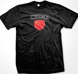 China Flag Shield International Soccer T-Shirt, Chinese Pride Mens T-shirt, Small, Black
