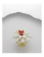Flower Dyed Mother of Pearl Ring In Brass
