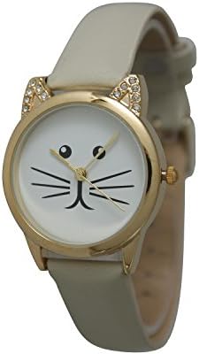 Olivia Pratt Women's Rhinestone Tomcat Silicone Watch - Cream