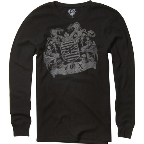 Fox Racing Prominent Thermal Mens Long-Sleeve Fashion Shirt w/ Free B&F Heart Sticker Bundle - Black / Large
