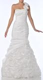 1828 One Shoulder Rosettes Mermaid Bridal Wedding Gown Formal Dress