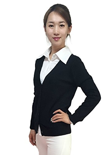 レディース Vネック カシミヤタッチ 定番 シンプル ニットカーディガン (6色)