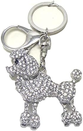 French Poodle Key Chain C19 Clear Crystal Dog