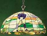 Golf Motif Stained Glass Hanging Lamp