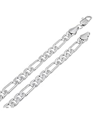 5MM Thick 14k Heavy White Gold Plated Figaro Link Chain Necklace - Lifetime Warranty