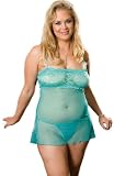 Plus Size Sheer Blue Lingerie Set - 1X/2X