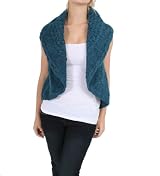 Ci Sono Knitted Shawl Collared Bolero in Teal