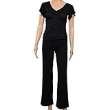 Great Value Yoga Clothing Modal Falbala Short-sleeve Yoga Clothing Suit Size XL Black