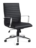 11730B Luxhide Executive Chair, Black Luxhide, Chrome Arms & Base